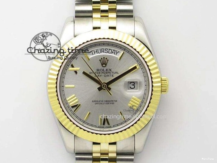 MiroTime 0108 DayDate II 41mm MK Best Edition SS RG Wrapped Sliver Dial Roman Marker On Bracelet A Casual 4005